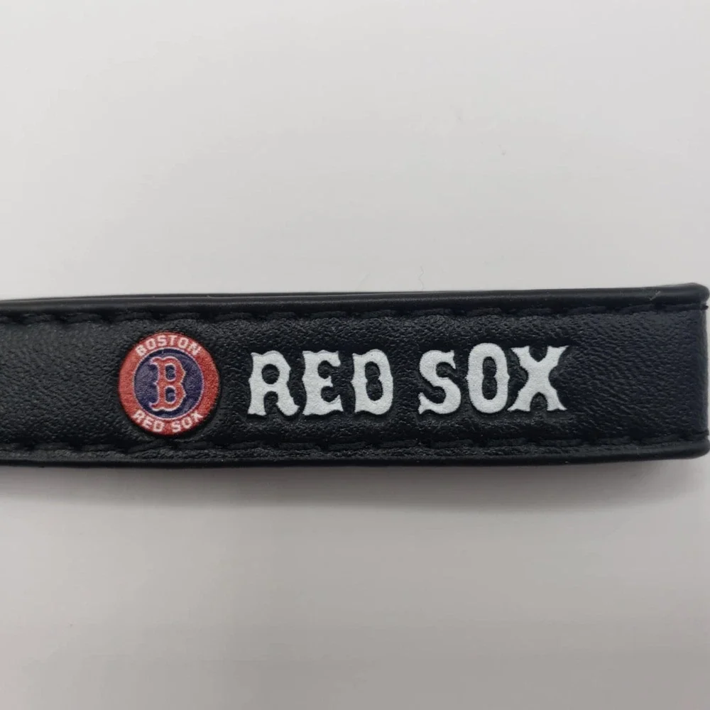 Boston Red Sox Major League Baseball Blk Leather Lanyard Quick Release Keychain